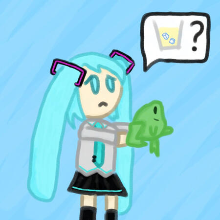 Miku can't pay for lemonade... so she uses frogs instead.